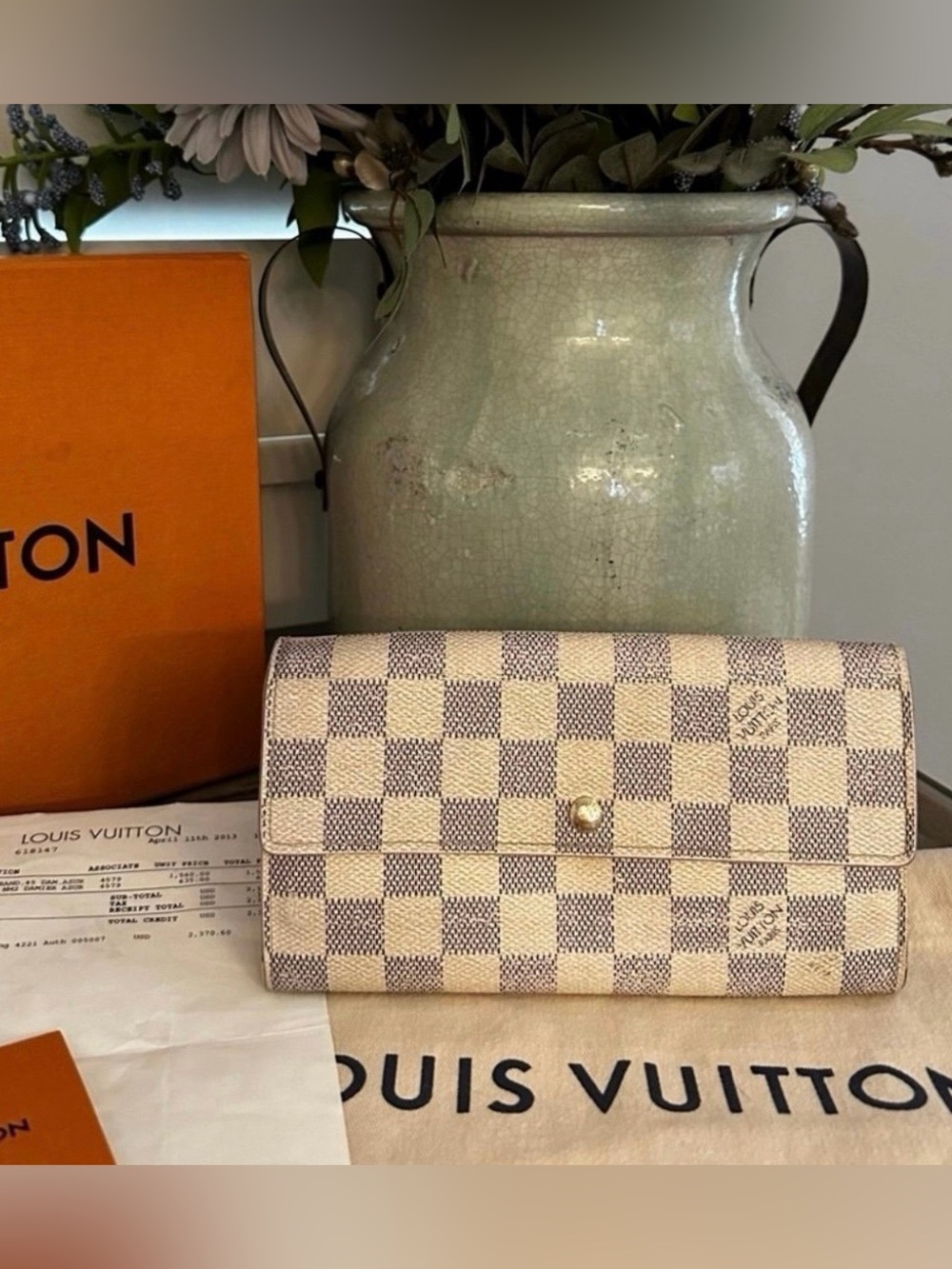 Louis Vuitton Damier Azur Canvas Long Sarah Bifold Wallet